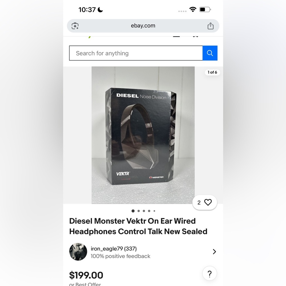 Diesel Monster Vektr Black Wired Headphones